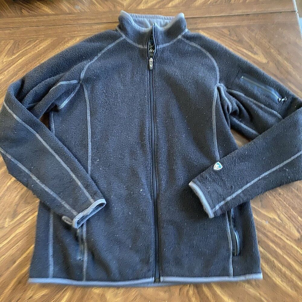 Kuhl Black Active Alfpaca Fleece Performance Fleece Jacket Size Large SEE
